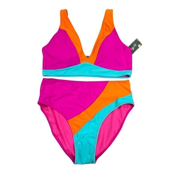 Blooming Jelly Women's Size XL Colorful High Waisted Full Coverage Bikini - Picture 3 of 9